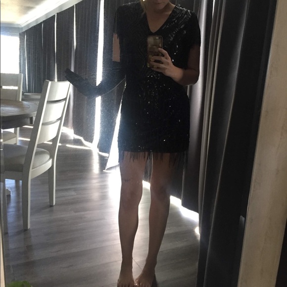 1920’s Flapper Dress Black Sequins - Picture 6 of 8